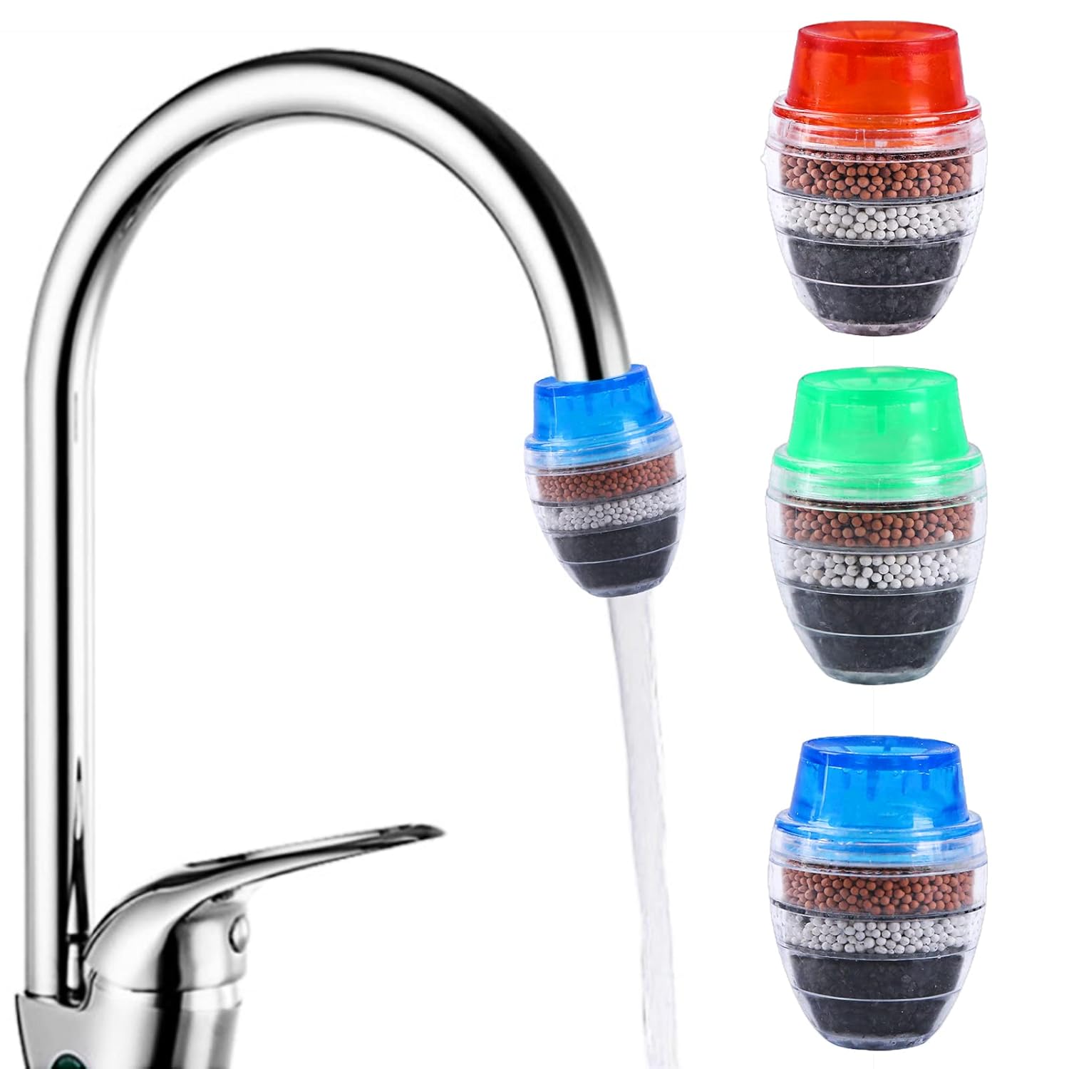 6-Layer Water Filter for Tap - Universal Rotating Faucet Purifier with Activated Carbon for Kitchen & Bathroom Dhara Filter