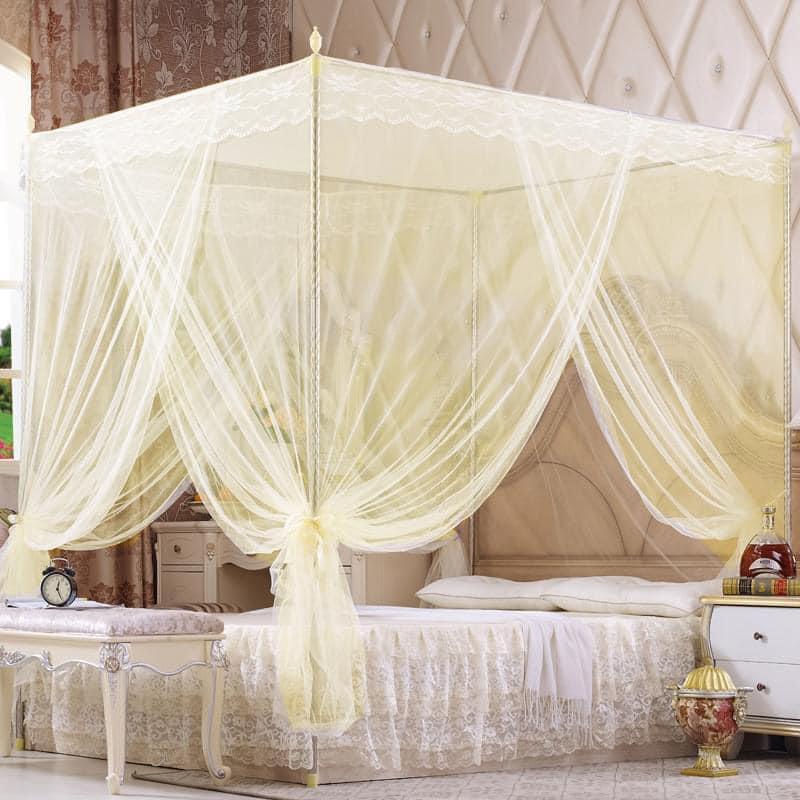 4 Corner Mosquito Net Bed | Embroidered Mosquito Net With Stand | Raja Jhul