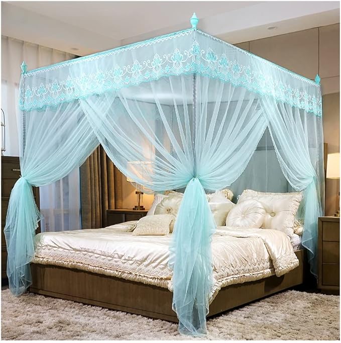 4 Corner Mosquito Net Bed | Embroidered Mosquito Net With Stand | Raja Jhul