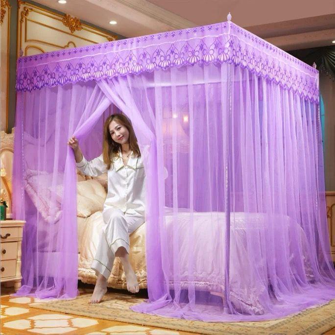 4 Corner Mosquito Net Bed | Embroidered Mosquito Net With Stand | Raja Jhul