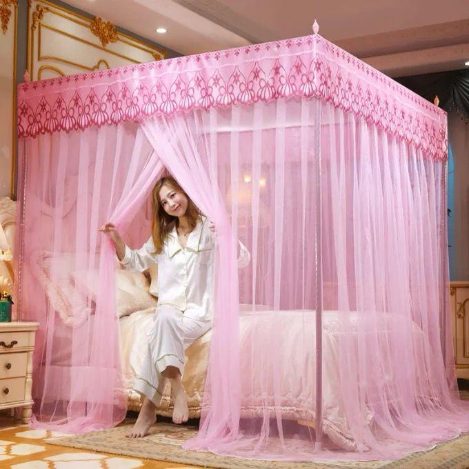 4 Corner Mosquito Net Bed | Embroidered Mosquito Net With Stand | Raja Jhul