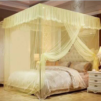 4 Corner Mosquito Net Bed | Embroidered Mosquito Net With Stand | Raja Jhul With Stand