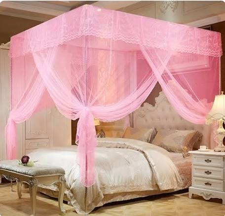 4 Corner Mosquito Net Bed | Embroidered Mosquito Net With Stand | Raja Jhul With Stand